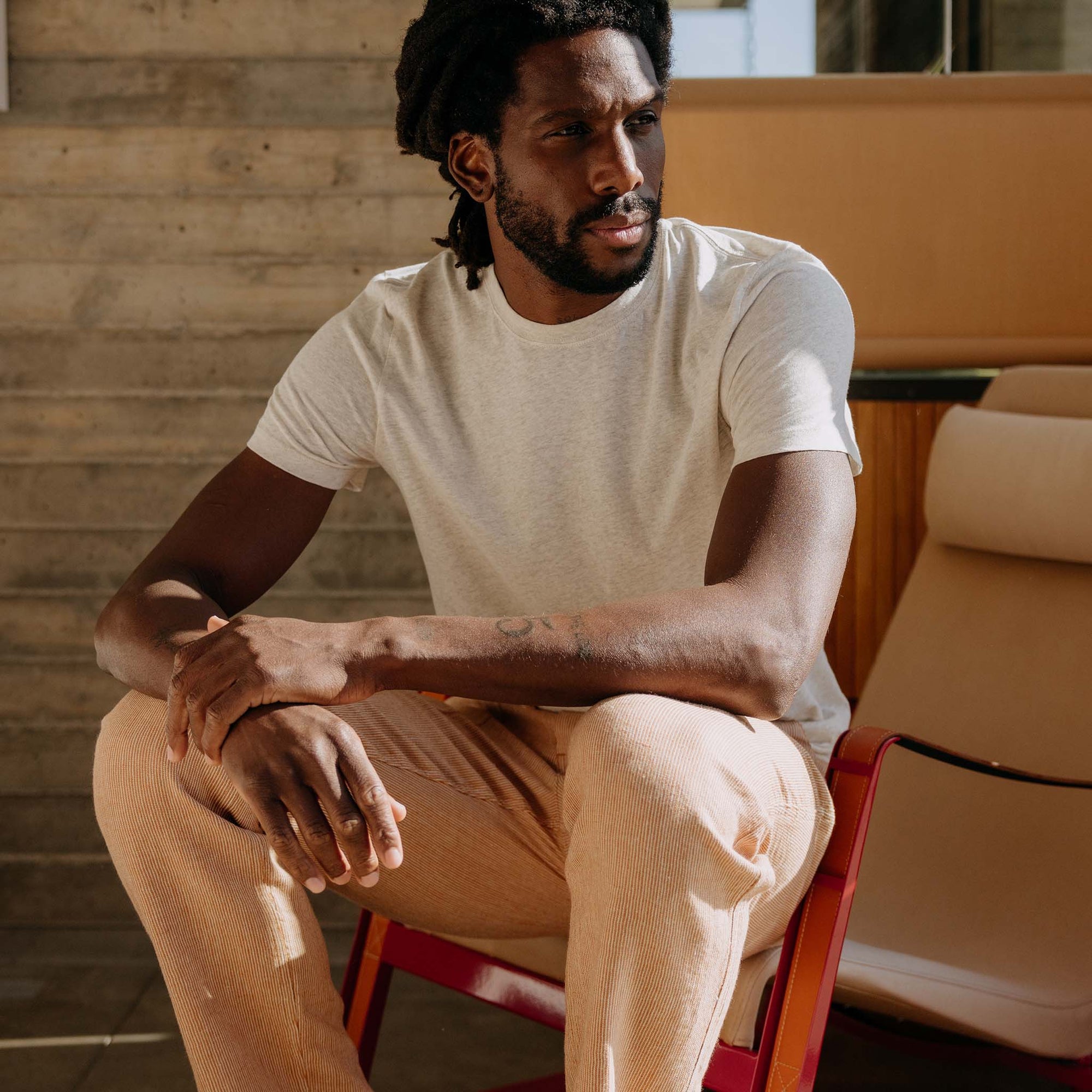 The Cotton Hemp Tee in Heather Oat