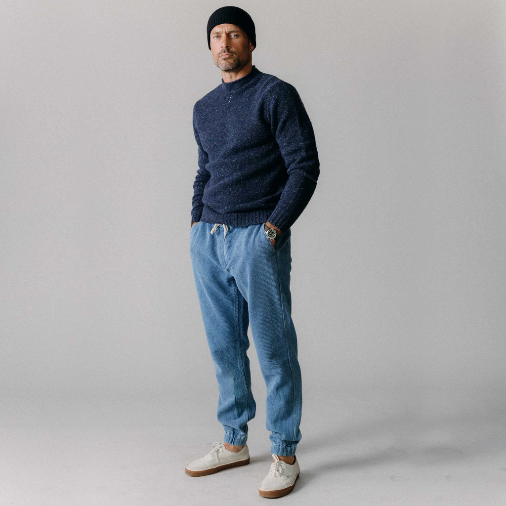 The Apres Pant in Washed Indigo Sashiko