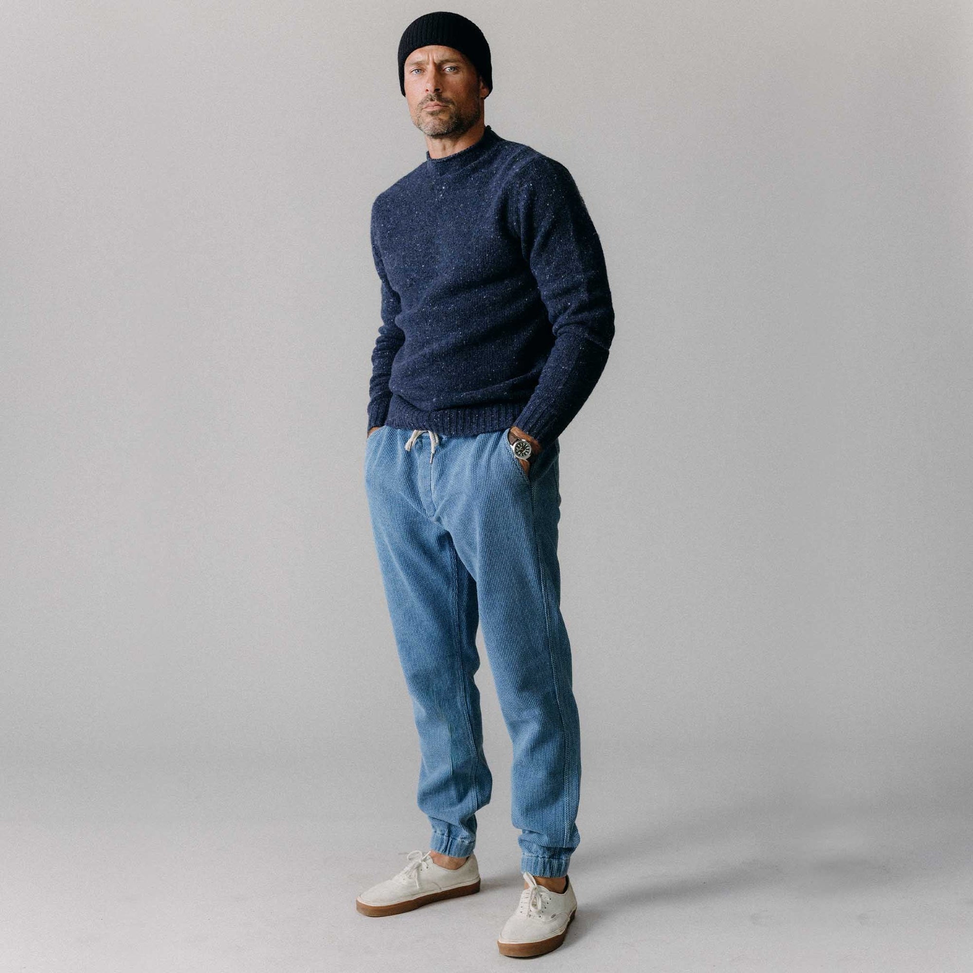 The Apres Pant in Washed Indigo Sashiko